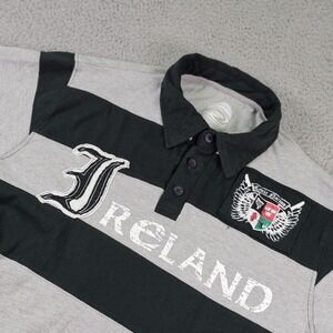 Lansdowne Ireland Shirt Mens XL Gray Black Striped Rugby Celtic Nation Polo Tee